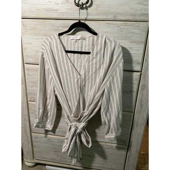 Calvin Klein Pinstripe Wrap Blouse - Professional- Size XL - Picture 1 of 3